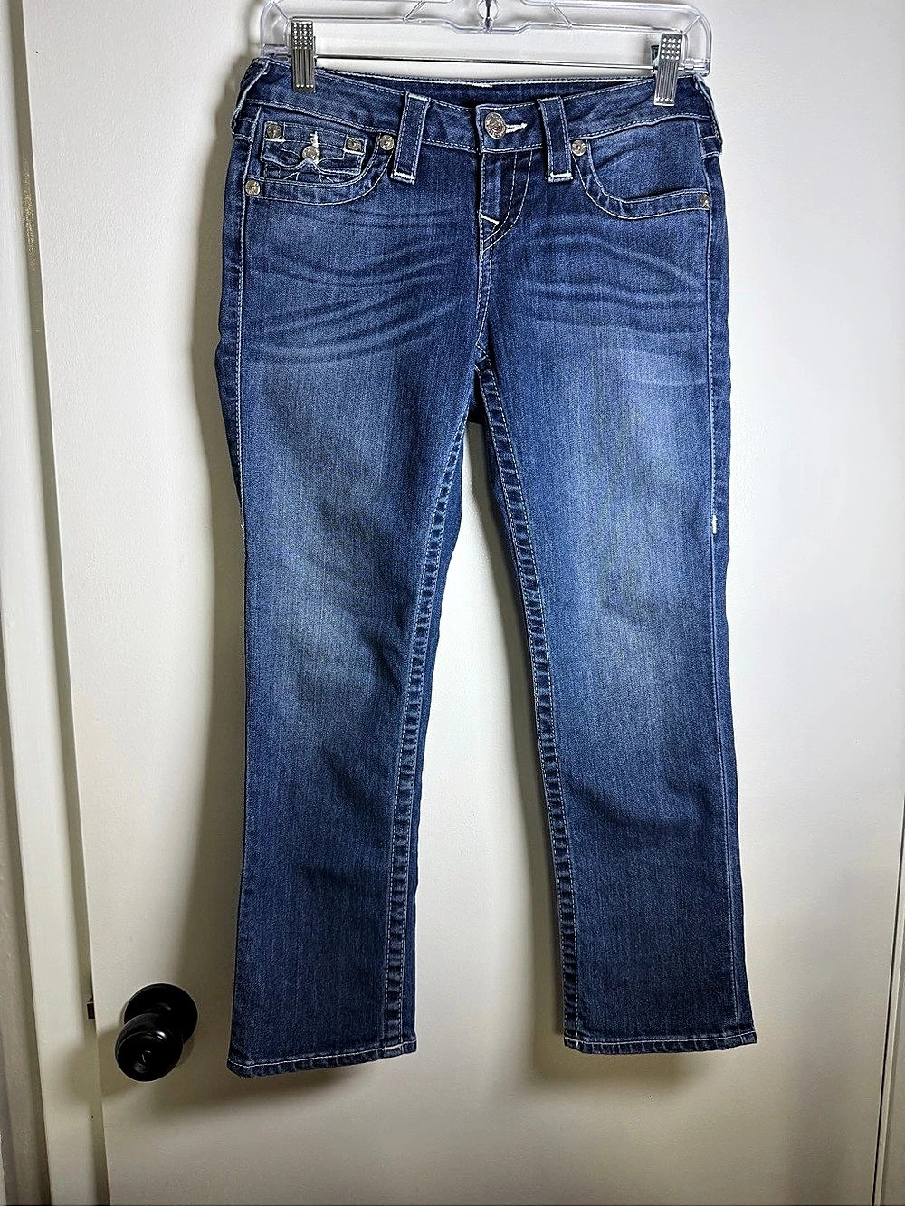 True Religion World Tour Section Capri Jeans Blue Waist 26